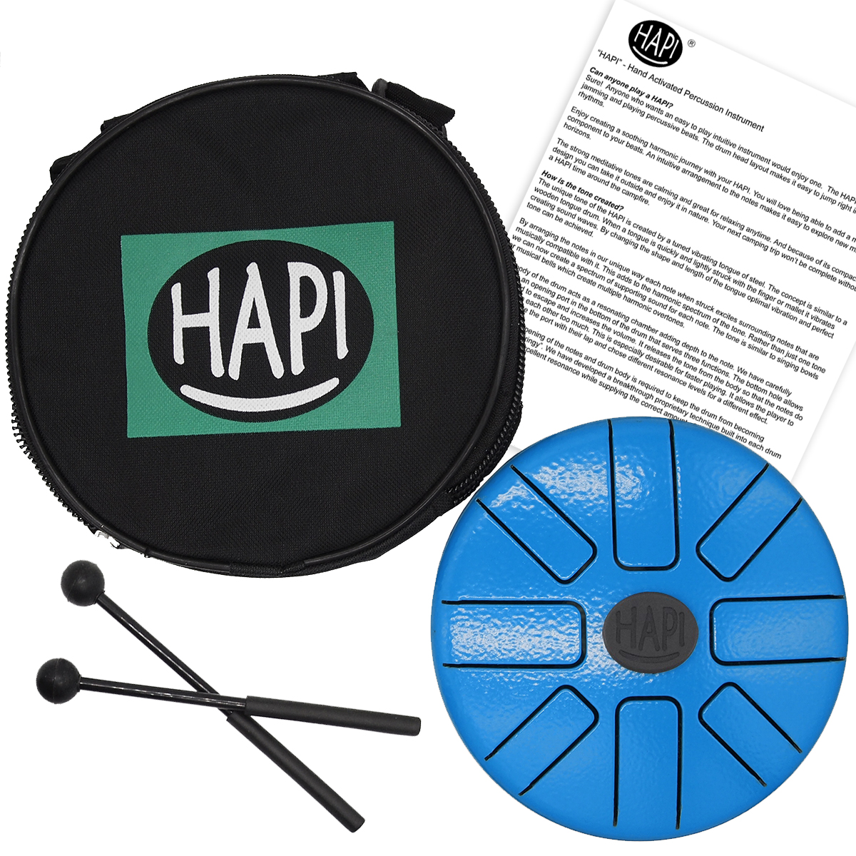 HAPI Drum Steel Tongue Drum Percussion Play Along Tini Accessories